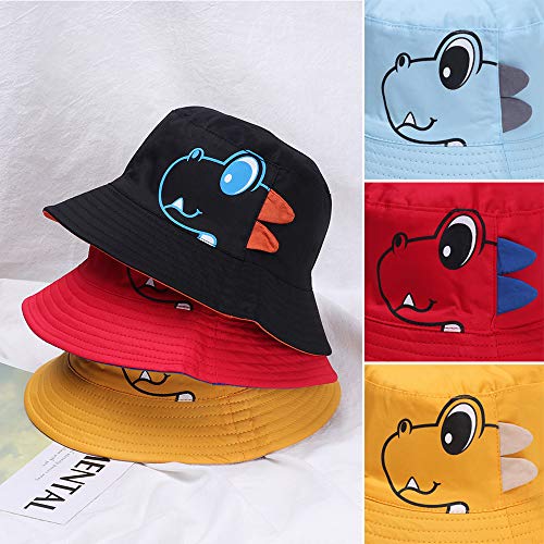 4pcs dinosaurio lindo del juego del bebé Sombrero de sol Niños Niñas de la historieta del sombrero del cubo plegable poco voluminoso sombrero del verano 6~24 Meses