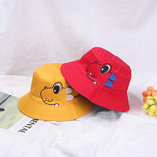 4pcs dinosaurio lindo del juego del bebé Sombrero de sol Niños Niñas de la historieta del sombrero del cubo plegable poco voluminoso sombrero del verano 6~24 Meses