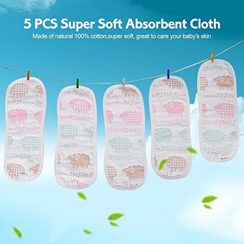 5 unids Pañales Lavables de tela absorbente suave, Pañal transpirable inserto pañal Liner Pad portátil cambio de fundas de almohadilla para bebé infantil para niños pequeños (Sheep)