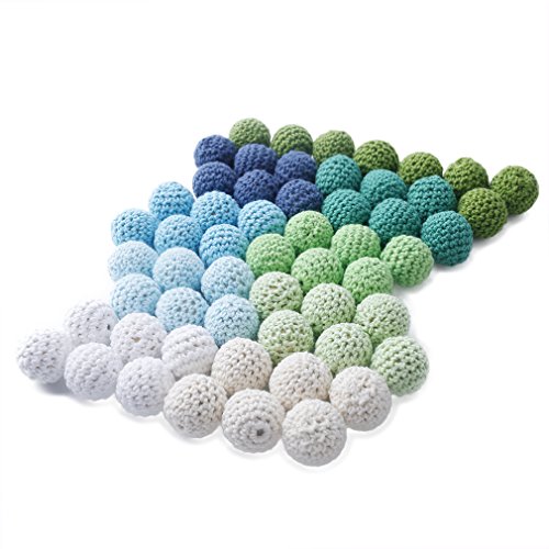 80pcs elegante hecha a mano de 20 mm Perlas de ganchillo color de la mezcla de punto disponibles Por joyería DIY del hilo de algodón para bebés Hacer Teether Juguetes