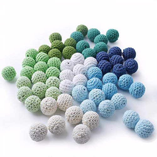 80pcs elegante hecha a mano de 20 mm Perlas de ganchillo color de la mezcla de punto disponibles Por joyería DIY del hilo de algodón para bebés Hacer Teether Juguetes