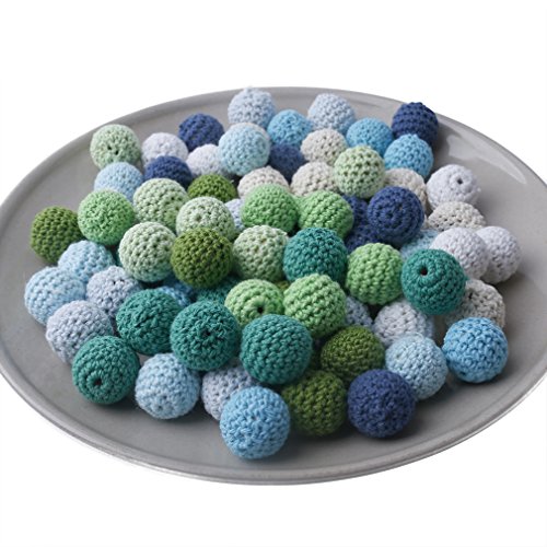 80pcs elegante hecha a mano de 20 mm Perlas de ganchillo color de la mezcla de punto disponibles Por joyería DIY del hilo de algodón para bebés Hacer Teether Juguetes