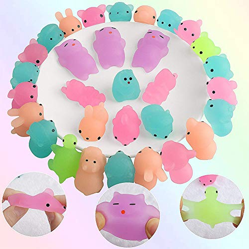 ACHICOO 50 Piezas de Mochi Fluorescente Juguete Suave Squeeze Juguetes niños Adultos Anti estrés Juguete decoración Regalo Divertido para niños