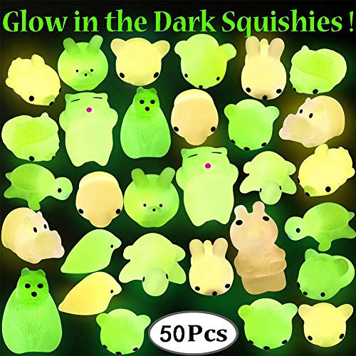 ACHICOO 50 Piezas de Mochi Fluorescente Juguete Suave Squeeze Juguetes niños Adultos Anti estrés Juguete decoración Regalo Divertido para niños