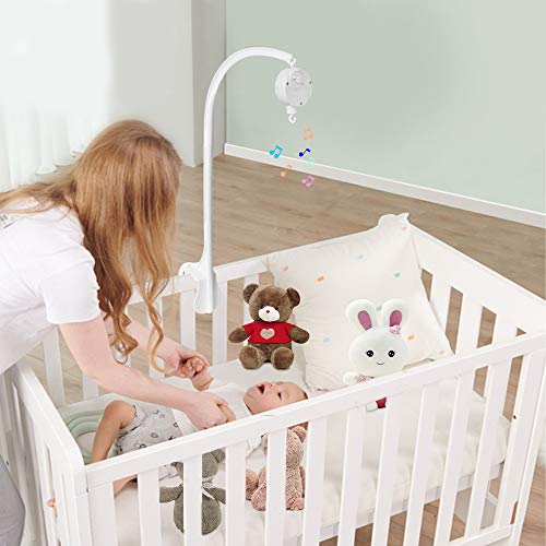 AIFUDA 25 pulgadas Bebé cuna musical cama móvil campana titular Cama infantil Juguetes de decoración Caja de música giratoria Tuerca Soporte de brazo