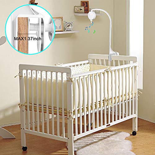 AIFUDA 25 pulgadas Bebé cuna musical cama móvil campana titular Cama infantil Juguetes de decoración Caja de música giratoria Tuerca Soporte de brazo