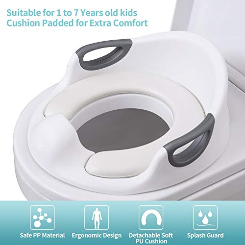 AiKiddo Asiento Inodoro para Niños, Reductor de WC para Bebé, Reductor Infantil como Protector, Orinal de Bebé con Compacto y Portátil para Viajes (blanco)