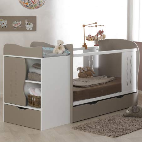 Alfred & Compagnie - Cuna convertible en cama con cajón (70 x 140 cm), color beige y blanco