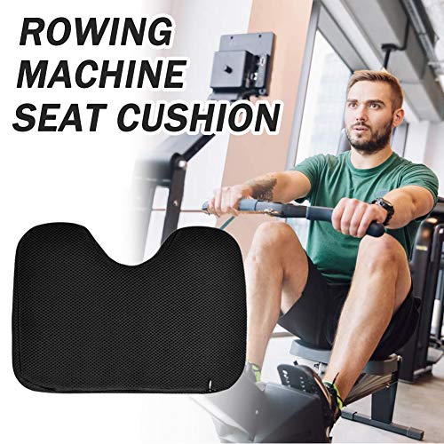 AMHDEE Rowing Machine Seat Cushion Memory Foam Washable Cover Non-Slip Bottom with Straps Fits Perfectly for Concept 2 Rowing Machine, black