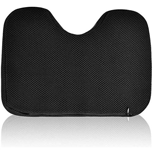 AMHDEE Rowing Machine Seat Cushion Memory Foam Washable Cover Non-Slip Bottom with Straps Fits Perfectly for Concept 2 Rowing Machine, black