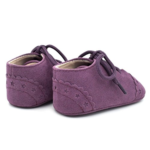 Amlaiworld_Primeros pasos Zapatos De Bebé, niño niña zapatillas de bebé antideslizante de encaje hasta zapatos 0-18 Mes (Tamaño:0-6Mes, Púrpura)