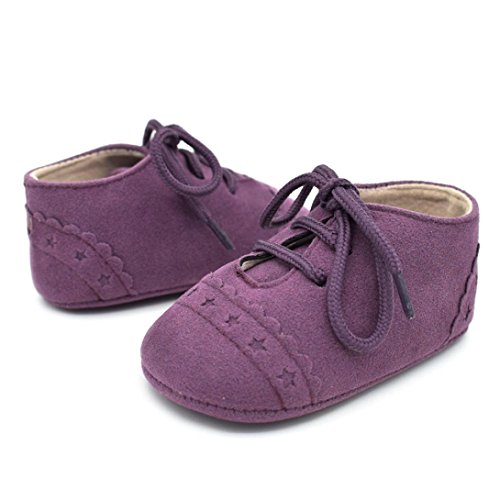 Amlaiworld_Primeros pasos Zapatos De Bebé, niño niña zapatillas de bebé antideslizante de encaje hasta zapatos 0-18 Mes (Tamaño:0-6Mes, Púrpura)