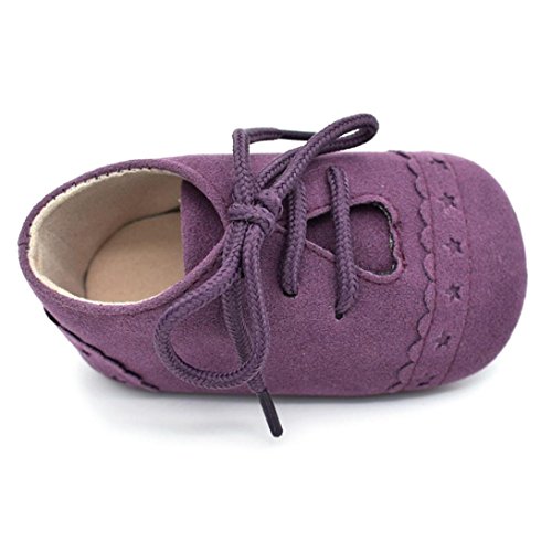 Amlaiworld_Primeros pasos Zapatos De Bebé, niño niña zapatillas de bebé antideslizante de encaje hasta zapatos 0-18 Mes (Tamaño:0-6Mes, Púrpura)