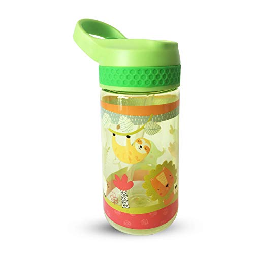 AMTBABY Botella de Tritan reutilizable con sistema antigoteo de 450ml. Facil Apertura. Sin BPA para uso diario y aprendizaje de Bebes y Niños.