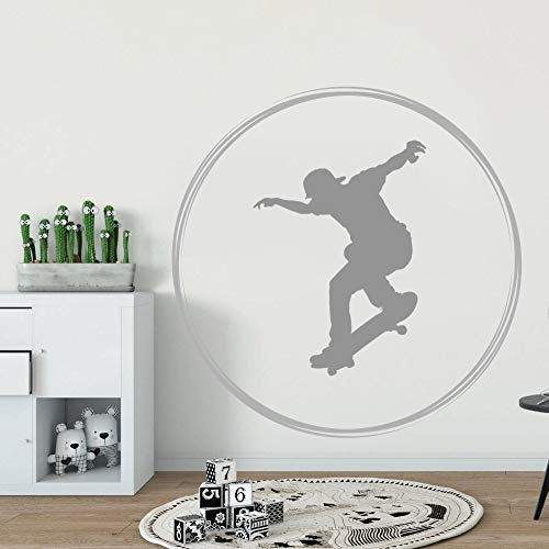 ASFGA Skating Boy Moon Jumping Tips Pegatinas de Pared decoración de la habitación del niño Sala de Estar Club Regalo al Aire Libre Skate Club 114x114cm