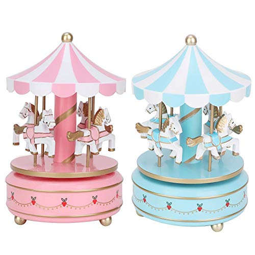 AUNMAS Carrusel Caja de música Juguete para niños Merry-Go-Round Caja de música para Navidad Boda Regalo de cumpleaños Regalo de niña Decoración para el hogar (2#)