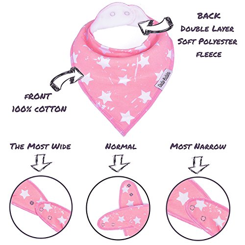 Baberos bandana para bebé de Dodo Babies para niñas + 2 pinzas para chupete + estuche para chupete en una bolsa de regalo, paquete de 4 de alta calidad, excelente regalo para baby shower/registro