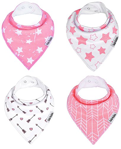 Baberos bandana para bebé de Dodo Babies para niñas + 2 pinzas para chupete + estuche para chupete en una bolsa de regalo, paquete de 4 de alta calidad, excelente regalo para baby shower/registro