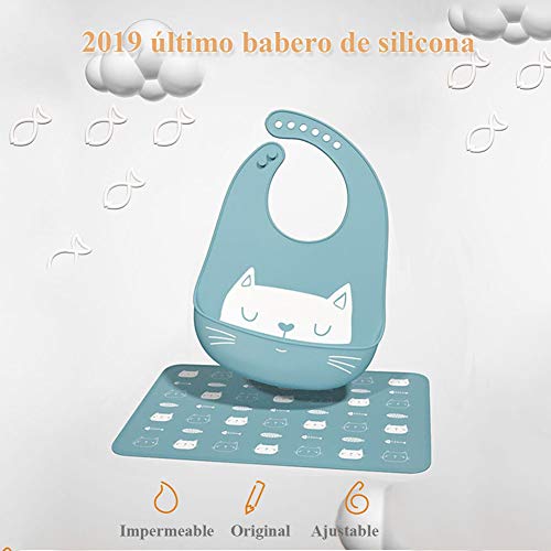 Baberos para Bebés 3 Piezas, Baberos de Alimentación de Silicona Impermeables para Niñas y Niños Pequeños Unisex, Babero Súper Suave y con un amplio bolsillo para recolector migas de alimentos