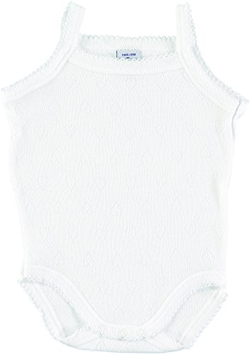 BABIDU 1101 Body Tirante Fino Calado Corazones Ropa de Bautizo, Blanco (Blanco 1), 80 (Tamaño del Fabricante:12) Unisex bebé