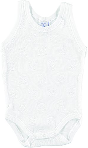 BABIDU 1115 Body Tirante Sport Calado Ositos Ropa de Bautizo, Blanco (Blanco 1), 92 (Tamaño del Fabricante:24) Unisex bebé