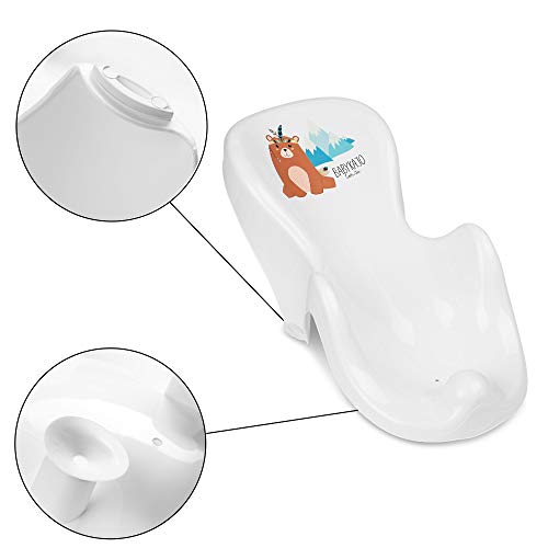 BabyKajo Bañera Plegable Bebé con Soporte - Set de 4 Piezas para Recién Nacidos - Banera con Termometro, Soporte, Asiento de Bañera Bebe, y Manguera de Desagüe - Ayuda Antideslizante