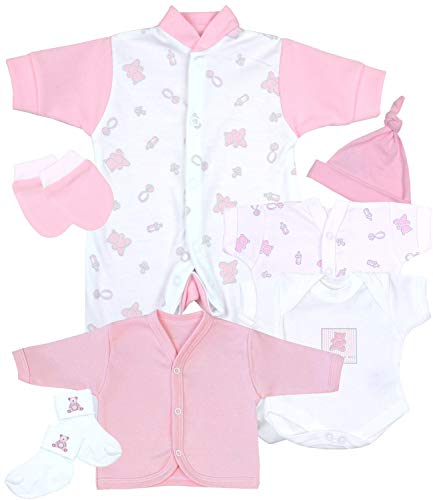 Babyprem Bebé Prematuro Juego de Regalo 7P Pijama Body Ropa Algodón Niñas 38-44cm Rosa P2