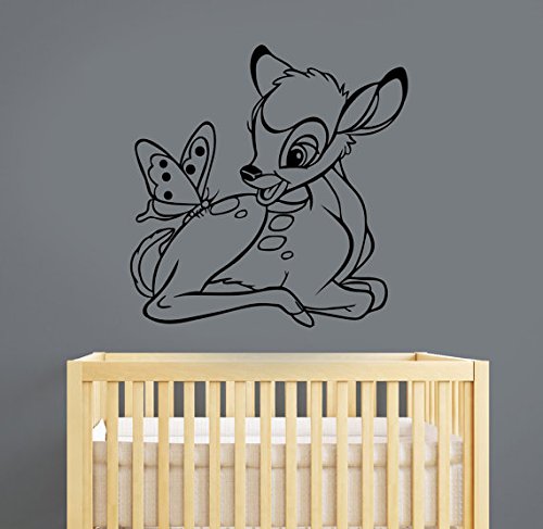 Bambi Wall Decal Removable Vinyl Sticker Cartoon Deer Art Disney Decorations for Home Kids Boys Girls Nursery Baby Showe