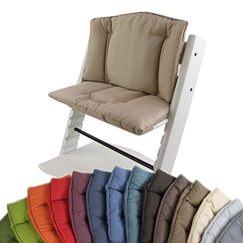 BambiniWelt Cojín de asiento para trona Stokke Tripp Trapp, en 14 colores, jaspeado, asiento de 2 piezas, funda, cojín de repuesto beige beige