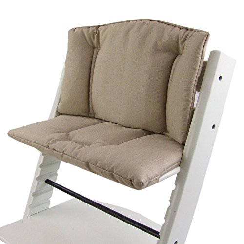 BambiniWelt Cojín de asiento para trona Stokke Tripp Trapp, en 14 colores, jaspeado, asiento de 2 piezas, funda, cojín de repuesto beige beige