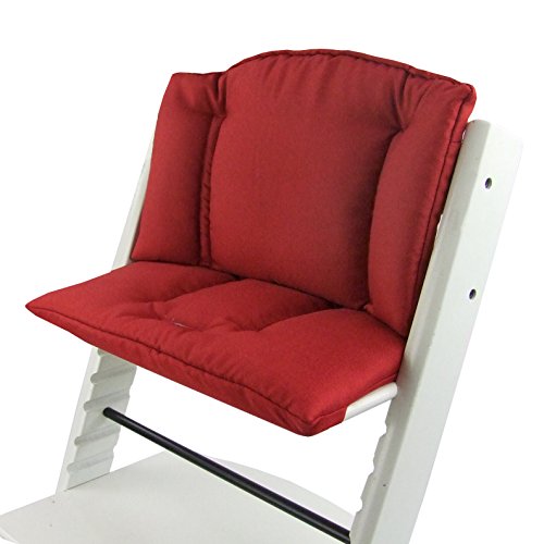 BambiniWelt Cojín de asiento para trona Stokke Tripp Trapp, en 14 colores, jaspeado, asiento de 2 piezas, funda, cojín de repuesto rojo rojo