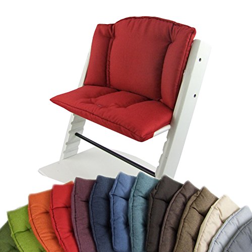 BambiniWelt Cojín de asiento para trona Stokke Tripp Trapp, en 14 colores, jaspeado, asiento de 2 piezas, funda, cojín de repuesto rojo rojo