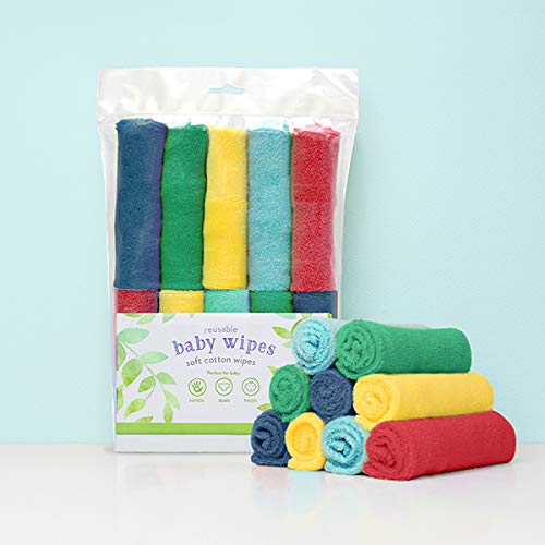 Bambino Mio, Toallitas para bebé reutilizables, Paquete de 10Uds, Arcoíris