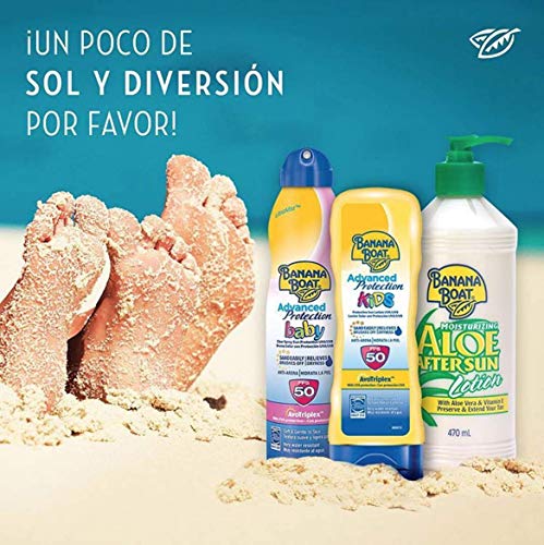 Banana Boat Bebé – Bruma Solar para Bebés con Protección Muy Alta SPF 50 220ml + Loción Solar Protectora para Bebés con Protección Muy Alta SPF 50 180ml + Gel After Sun con Aloe Vera – Pack de 3