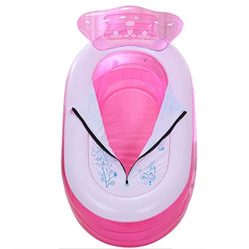 Bañera Inflable Plegable portátil de Interior Familiar, PVC Ovalado Azul Engrosado Independiente de Tres Capas, con Bomba de Aire eléctrica, para niños, Adultos, baño SPA (Color: Rosa)