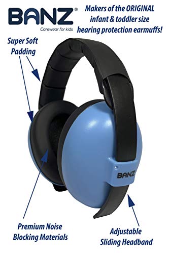 BANZ BABY EAR DEFENDERS, Protector acustico con almohadillas para bebés de 0 a 2 años. (Azul)