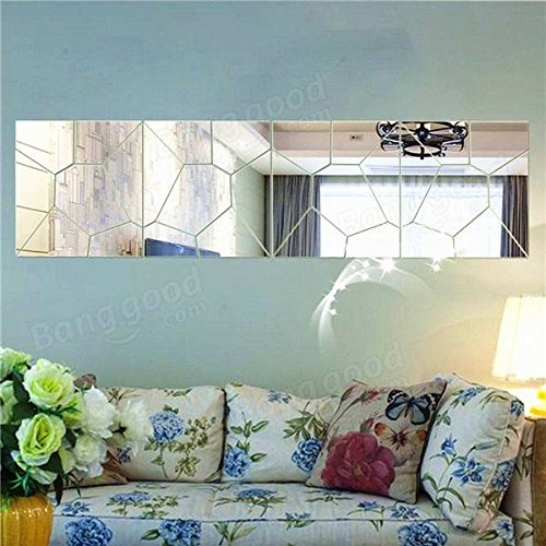 Bargain World 7pcs 20cm geometrÃ­a diy espejo pared etiqueta engomada desprendible del patrÃ³n decal mural arte decoraciÃ³n del hogar