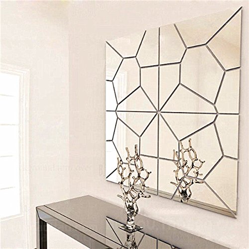 Bargain World 7pcs 20cm geometrÃ­a diy espejo pared etiqueta engomada desprendible del patrÃ³n decal mural arte decoraciÃ³n del hogar