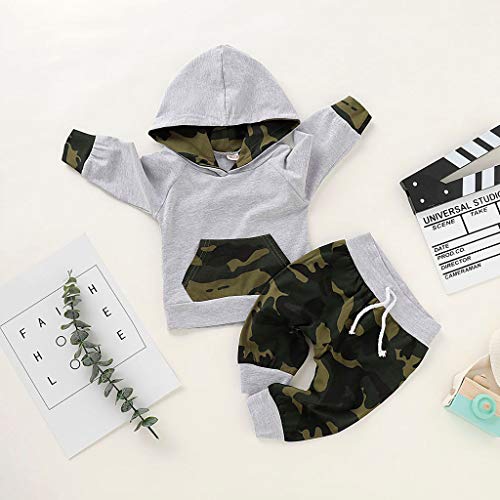 BBSMLIN Ropa Bebe Recien Nacido Niño Invierno Otoño 0 a 24 Meses 2PC/Set Camuflaje Tops de Manga Larga Sudadera con Capucha + Pantalón