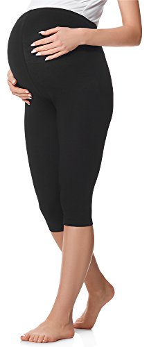 Be Mammy Leggins Premamá 3/4 Embarazo Ropa Deporte BE20-229(Negro, 4XL)