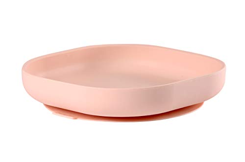 Béaba - Plato de silicona con ventosa, Color Rosa