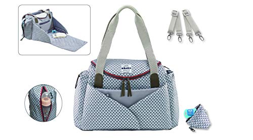 Béaba Sydney II - Bolso Cambiador Bebé, Espacioso, Gris / Coral