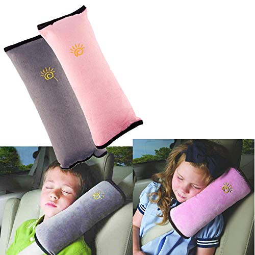 BeatlGem 2pcs Auto Pillow Cinturón de Seguridad para el Coche Protect, Almohadilla para el Hombro, Ajustar el Cinturón de Seguridad del vehículo para Niños (Gris, Rosa)