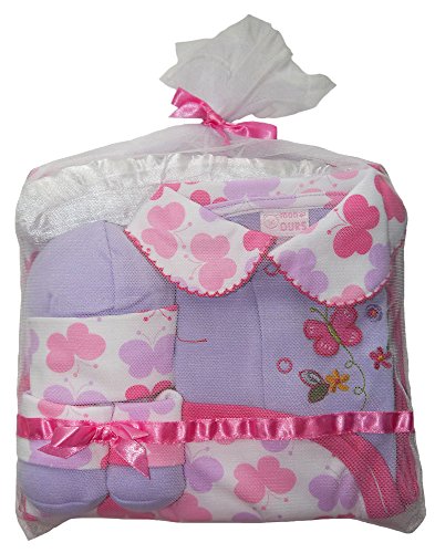 Beau bébé 4 pièces Coffret Cadeau Bébé en violet avec broderie et appliqué "mignon papillons. (0-3 mois)