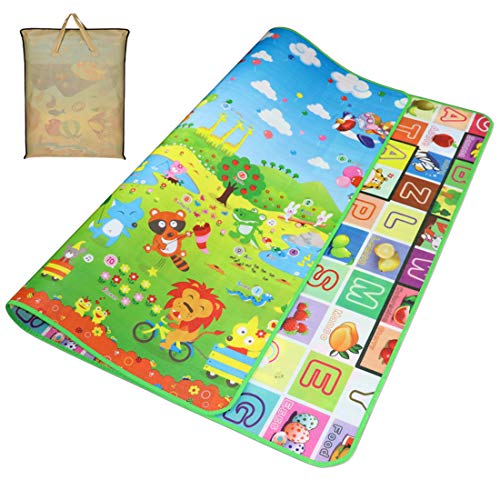 Bebé Crawl Mat Niños Alfombra de juego Alfombra de juego Alfombra de niños rompecabezas Alfombra de rastreo de gatito Niño guardería de mat Colchoneta de picnic (Animal, 180 x 200 cm)