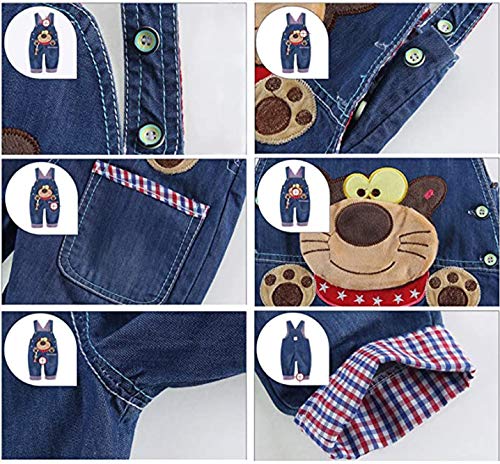 Bebé Niños Peto Vaqueros Overall Mono Largo Elegante Azul con Patrón Raccoon Animal - 80