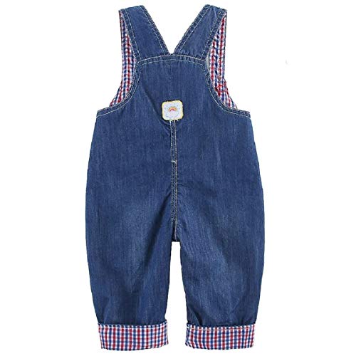 Bebé Niños Peto Vaqueros Overall Mono Largo Elegante Azul con Patrón Raccoon Animal - 80