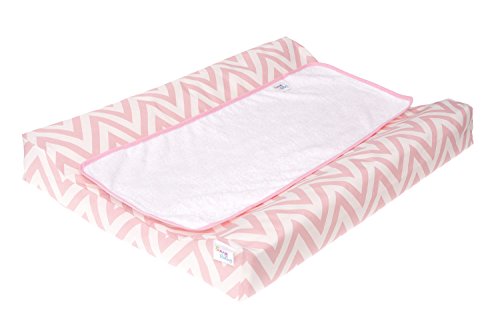 Belino Cambiador de bebe plastificado 48x70cm, Chevron rosa