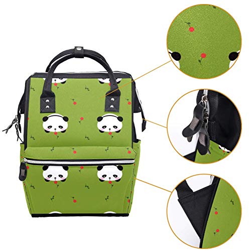 Bennigiry Cute Bear Kawaii Mochi Panda Flower Pattern Mochila de gran capacidad para viaje, bolsa organizadora de pañales, multifunción, bolsas de bebé para mamá