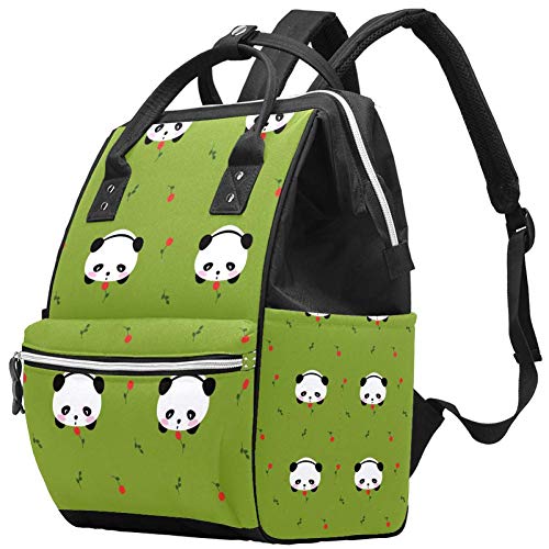 Bennigiry Cute Bear Kawaii Mochi Panda Flower Pattern Mochila de gran capacidad para viaje, bolsa organizadora de pañales, multifunción, bolsas de bebé para mamá